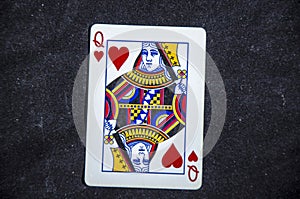 One playing card the queen of hart`s