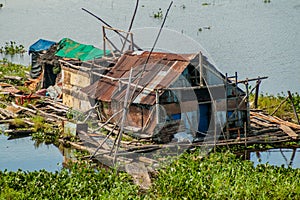 One of poor houses of a shantytown in Iquitos photo