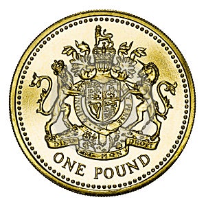 One Pound Coin GBP Isolated on White With Clipping