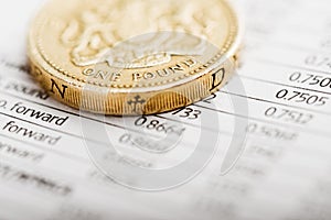 One pound coin on a summary table