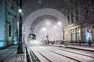 One powerful snow storm one night in Warsaw