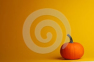 One pumpkin on orange background