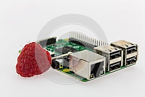 one raspberries and circuit board with rj45, hdmi and usb connectors