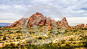 One of the red sandstone buttes of Papago Park near Phoenix Arizona