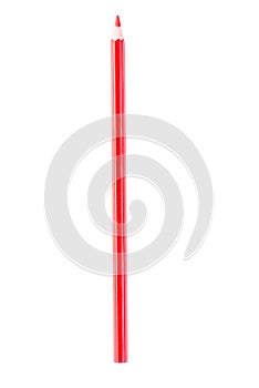 one red sharpened pencil on a white background