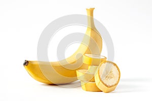One Ripe Banana With Lobules Isolated