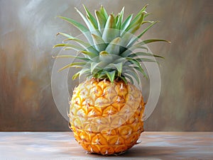 one ripe pineapple closeup