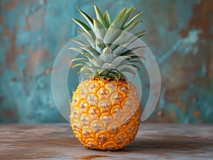 one ripe pineapple closeup