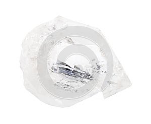 one Rock crystal (colorless Quartz) isolated on white