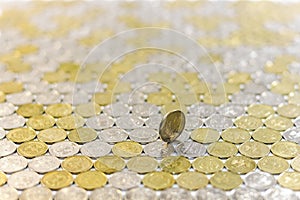 One rubl coins tile background
