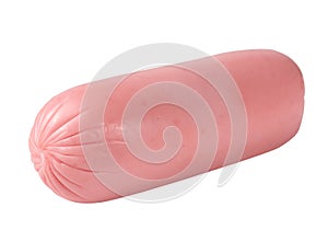 One sausage isolated on white background closeup