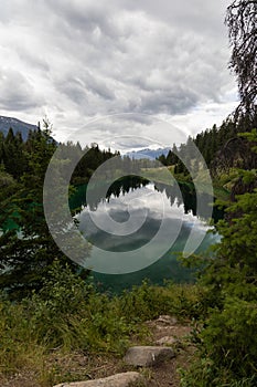 One of the scenic five lakes in The Valley Of The Five Lakes near Jasper, Alberta, Canada