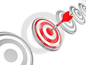 One selected target with three darts, right target