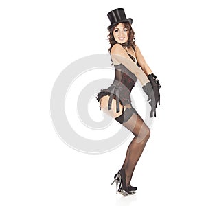 One burlesque dancer woman stripper showgirl