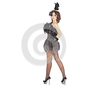 One burlesque dancer woman stripper showgirl