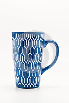 One shabby blue cup isolated on a white background