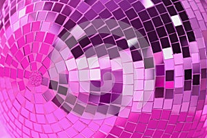 One shiny disco ball as background, closeup