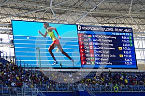 One shoed Ethiopian Steeplechaser Etenesh Diro