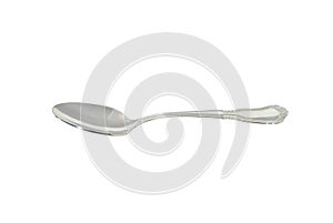 One silver spoon isolated on white