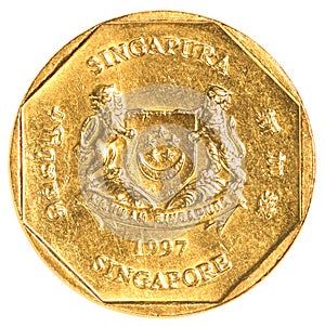 One singaporean dollar coin