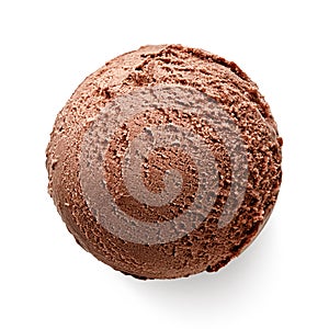 Single chocolate ice cream ball or scoop photo