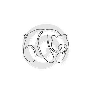 One single line drawing of cute panda for company logo identity. Business corporation icon concept from china bear animal shape.