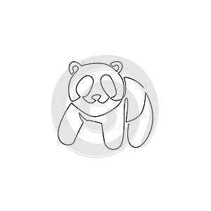 One single line drawing of cute panda for company logo identity. Business corporation icon concept from china bear animal shape.