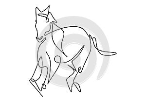 One single line drawing of elegance horse company logo identity. Running horse. Pony horse mammal animal symbol concept.