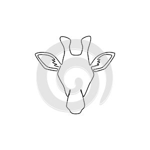 One single line drawing of giraffe head for safari logo identity. Adorable giraffe animal mascot concept for Africa conservation