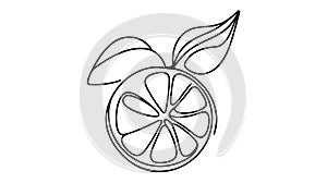 One single line drawing of whole healthy organic lemon for orchard logo identity.