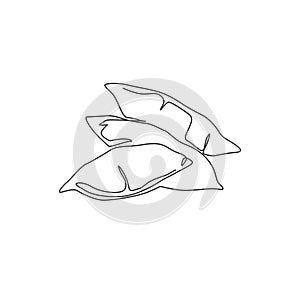 One single line drawing of whole healthy organic sweet potato for bindweed logo identity. Fresh morning glory concept for