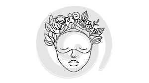 One single unbroken continuous line of carnival mask. Vector illustration