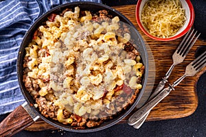 One skillet cheeseburger mac and cheese