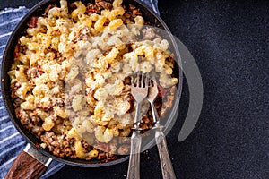 One skillet cheeseburger mac and cheese