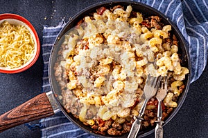 One skillet cheeseburger mac and cheese