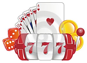 One slot and symbols of casino
