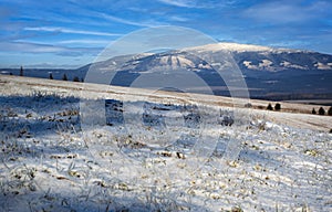 One snowy mountain in winter landscape