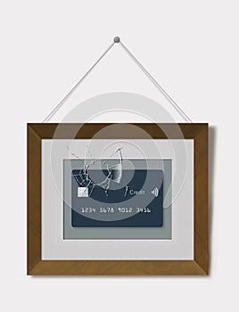 That one special credit card in a frame with broken glass illustrated lost or damaged credit cards