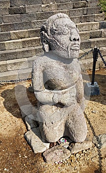 one of the statues in the temple ceto Indonesian photo