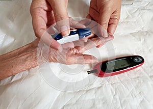 One of step of checking blood sugar