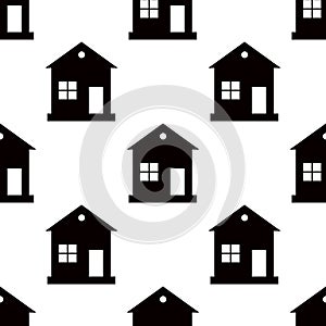 One storey house pattern seamless on white background. Flat design Vector