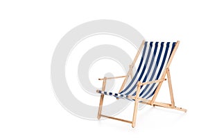 one striped beach chair, isolated on white