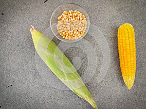 One tasty cooked and non cooked corn. And unpopped popcorn