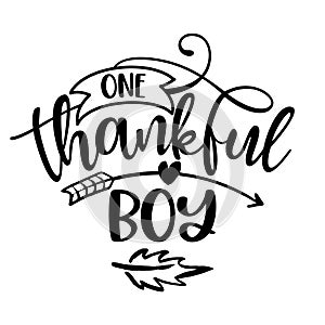 One Thankful Boy - Inspirational Thanksgiving day or Harvest