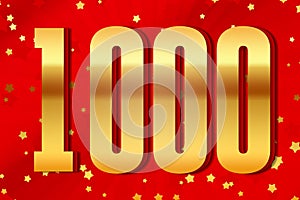 1000 one thousand Gold number count template poster. icon award