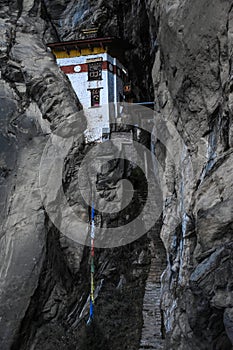 One of the Tiger\'s Den structures in Paro, Bhutan.