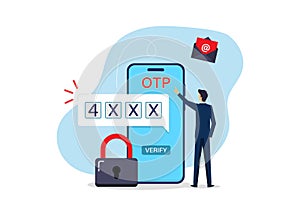 One time password (OTP) verification methods concept, unique codes for protection against cyber crime photo