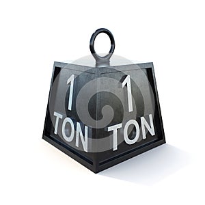 One 1 ton weight isolated on white background. 3d rendering