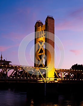 One Tower Of Sacramento Bridge Near Sunset