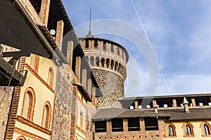 One of the towers of the Sforza Castle in Milan